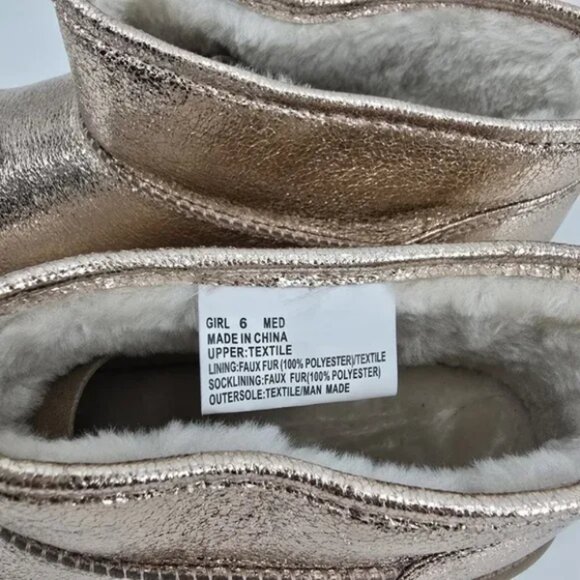 Sonoma Girls Kazz Gold Glitter Ankle Boots Faux Fur Lined Size 4 & 6 - Picture 5 of 5